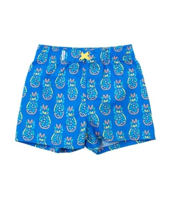 Neon Blue Pineapples Swim Trunks
