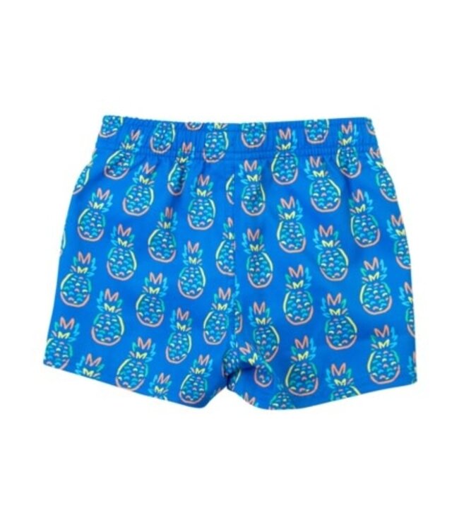 Neon Blue Pineapples Swim Trunks