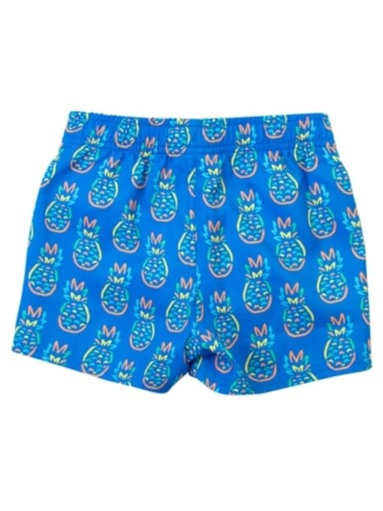 RuffleButts + RuggedButts Neon Blue Pineapples Swim Trunks