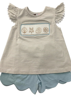 Banana Split Seashell Smocked Short Set