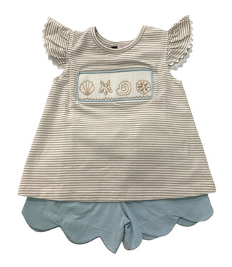 Banana Split Seashell Smocked Short Set
