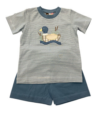 Banana Split Mallard Duck Applique Boys Short Set