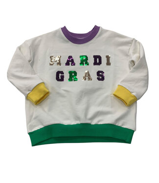 LuLu BeBe Sequin Mardi Gras Sweatshirt
