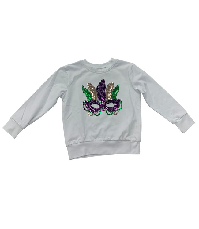 Sequin Mardi Gras Mask LS Shirt