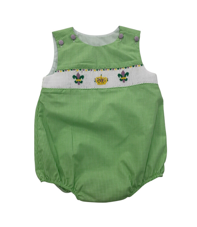 Green Smocked Crown Boy Bubble