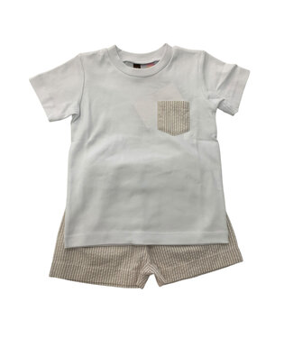 Banana Split Khaki Seersucker Boys T-Shirt & Shorts