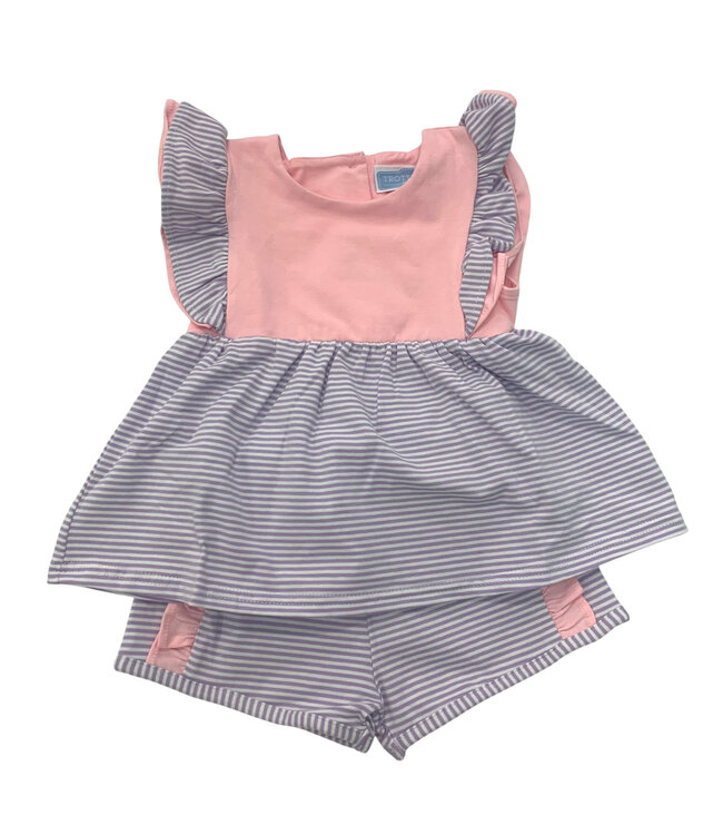 Rosie Short Set - Lavender Stripe