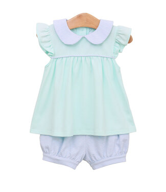 Trotter Street Genevieve Bloomer Set - Light Blue Stripe