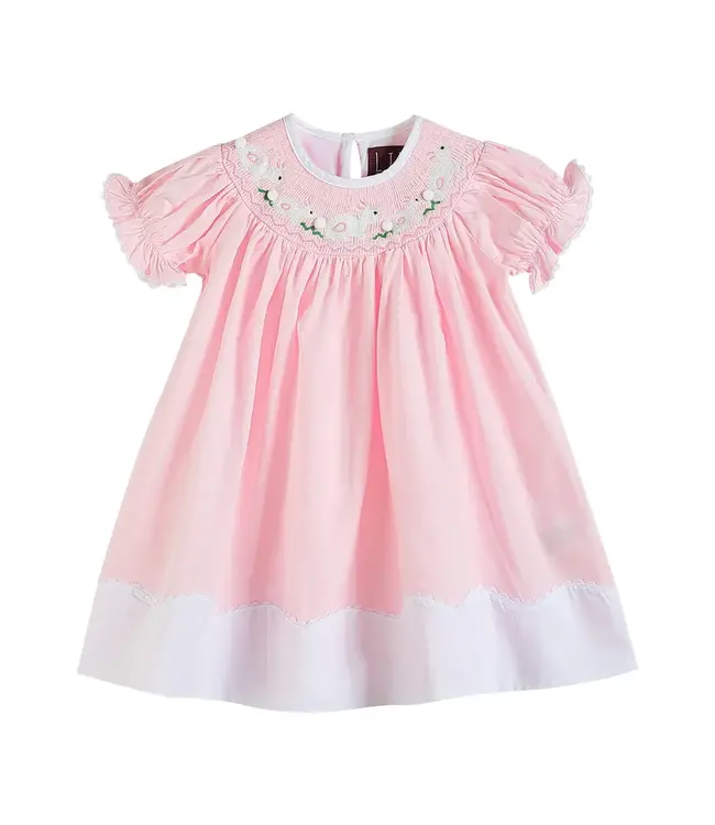 Light Pink Easter Bunny Smocked Bishop