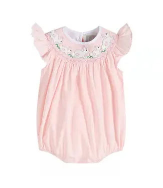 Lil Cactus Light Pink Easter Bunny Smocked Bubble
