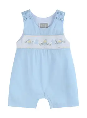 Lil Cactus Light Blue Easter Smocked Shortall