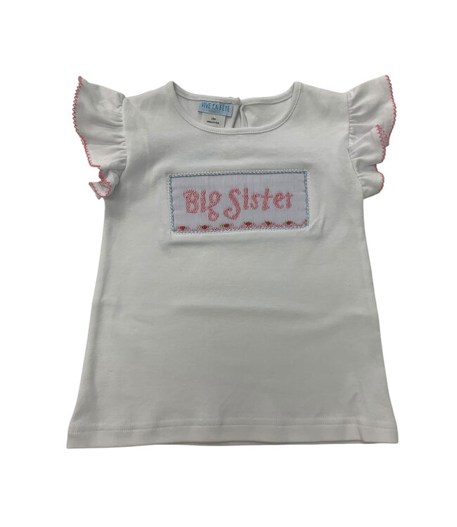 Big Sister Smocked Flutter Sleeve Shirt