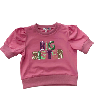LuLu BeBe Big Sis Sequin Puff Sleeve Shirt