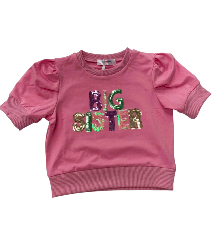 LuLu BeBe Big Sis Sequin Puff Sleeve Shirt