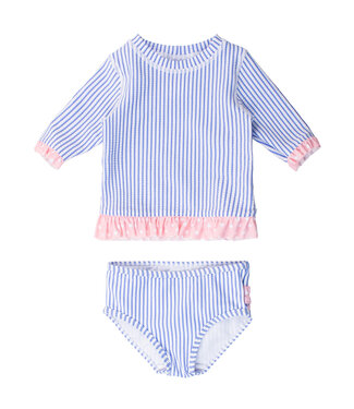 Rufflebutts Periwinkle Seersucker Rash Guard Bikini