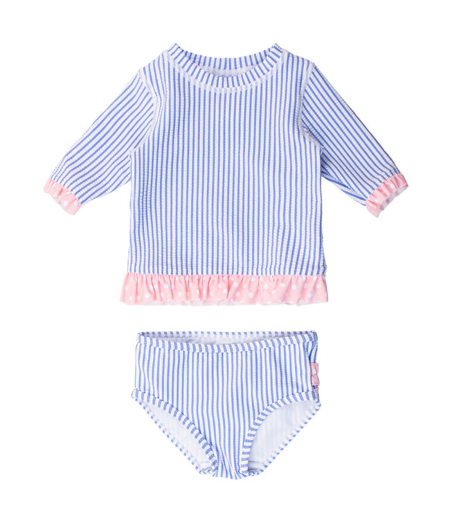 Periwinkle Seersucker Rash Guard Bikini