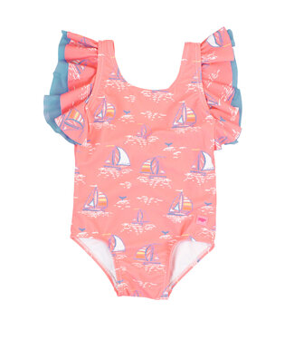 Rufflebutts Pink Seas the Day Butterfly One Piece