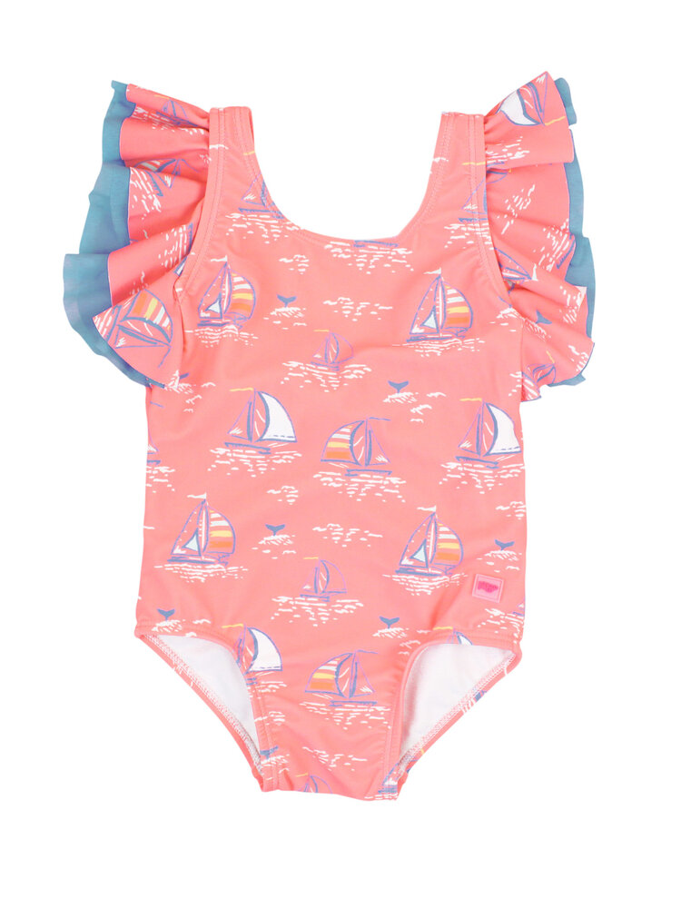 RuffleButts + RuggedButts Pink Seas the Day Butterfly One Piece