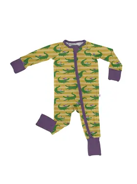 Goosies Mardi Gras Gators Zip Pajamas