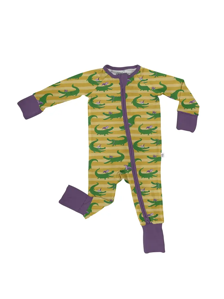 Goosies Mardi Gras Gators Zip Pajamas