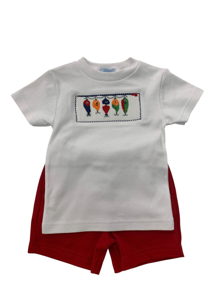 Vive Le Fete Fishing Lures Smocked Shirt and Shorts Set