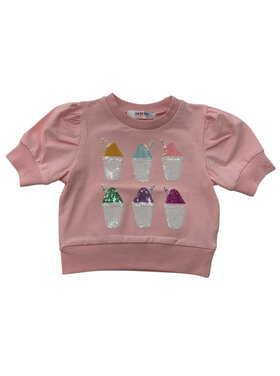 LuLu BeBe Light Pink Sequin Snowball Puff Sleeve Shirt