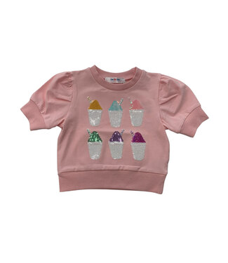 LuLu BeBe Light Pink Sequin Snowball Puff Sleeve Shirt