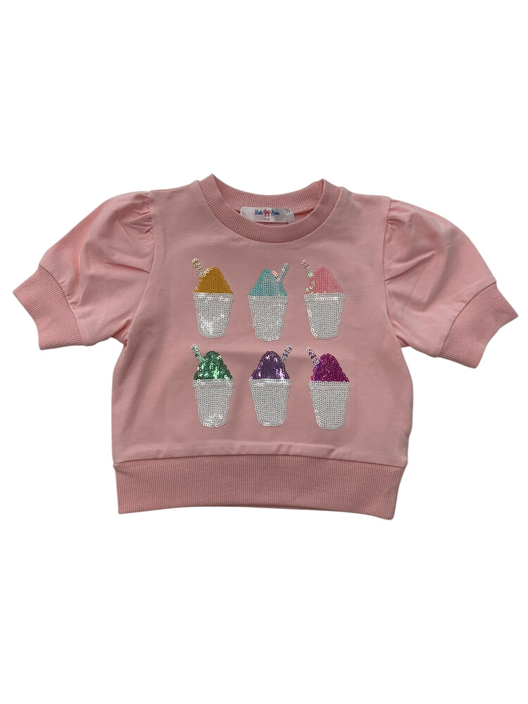 LuLu BeBe Light Pink Sequin Snowball Puff Sleeve Shirt