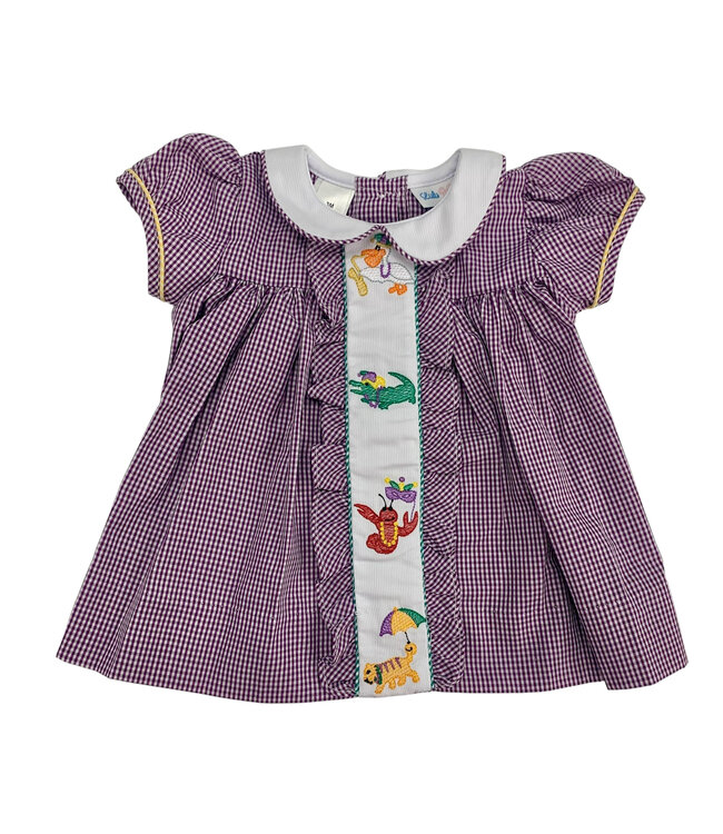 Mardi Gras Animals Embroidered Dress