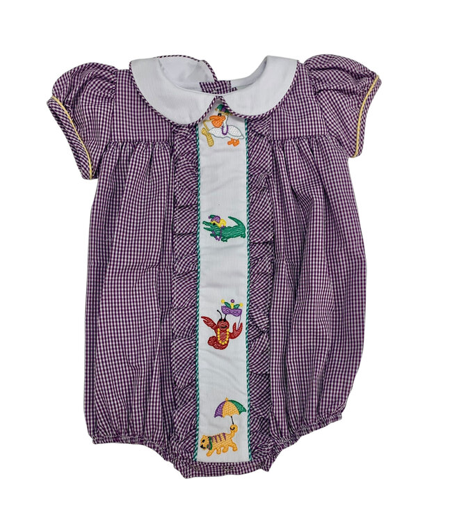 Mardi Gras Animals Embroidered Bubble