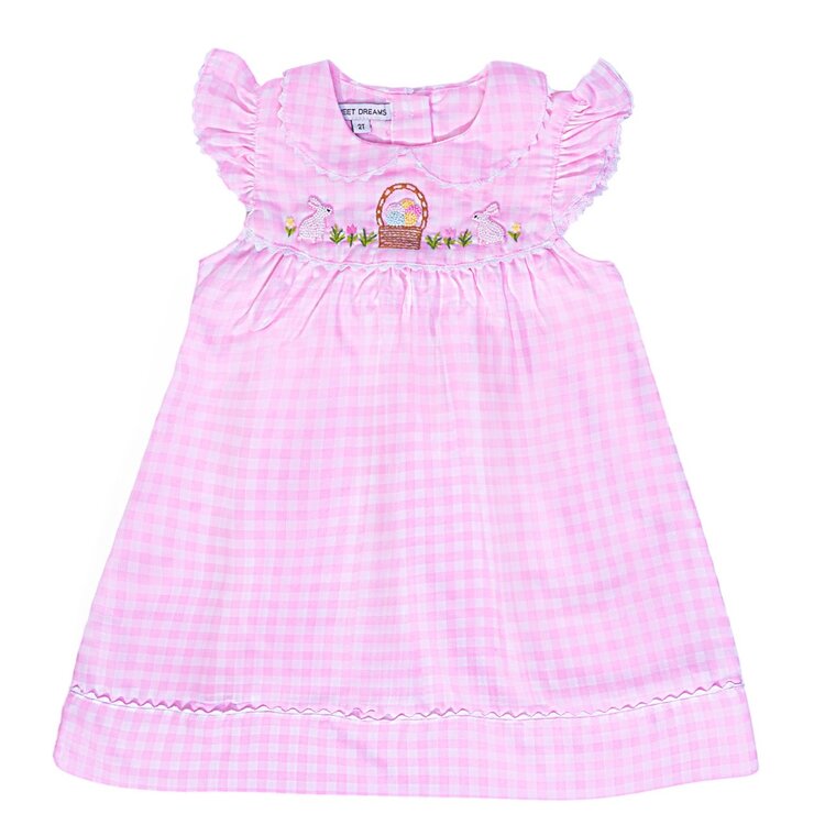 Sweet Dreams Happy Easter Pink Gingham Dress