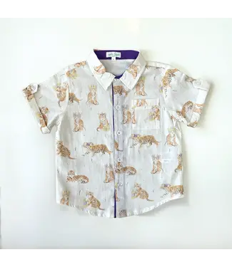 Nola Tawk LSU Short Sleeve Collared Shirt