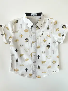 Nola Tawk Saints Short Sleeve Collared Shirt