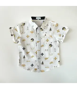 Nola Tawk Saints Short Sleeve Collared Shirt