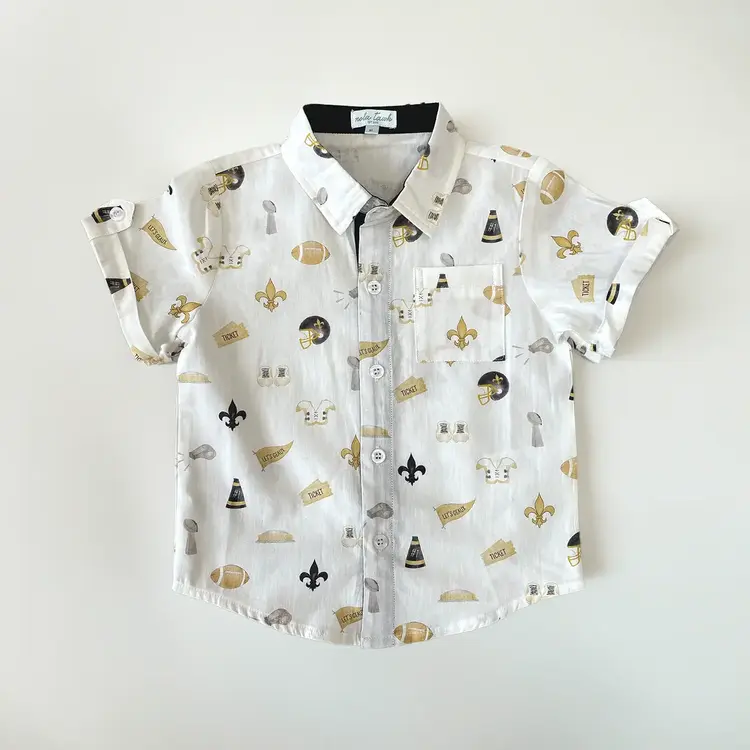 Nola Tawk Saints Short Sleeve Collared Shirt