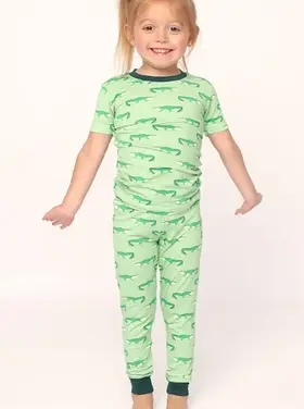 Southern Slumber Light Green Alligator Bamboo Pajama Set