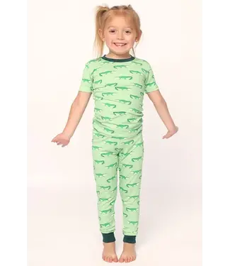 Southern Slumber Light Green Alligator Bamboo Pajama Set