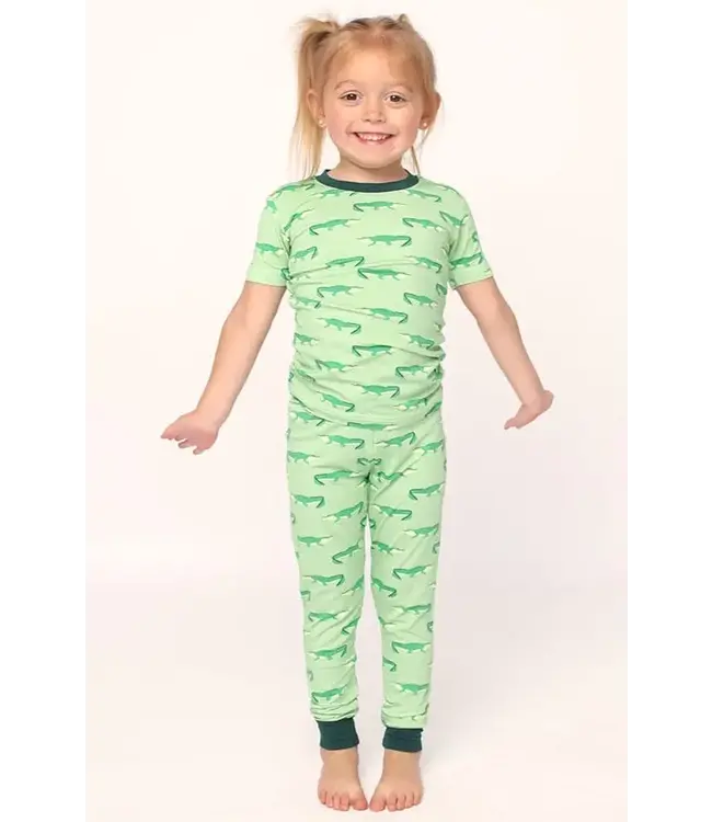 Light Green Alligator Bamboo Pajama Set