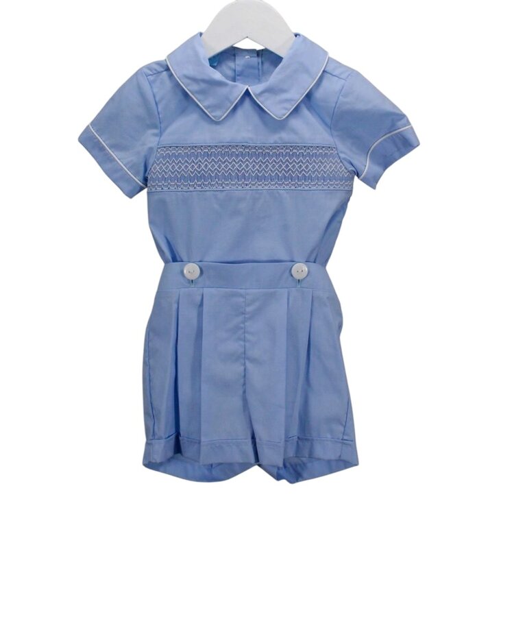 Charming Little One Light Blue Geo Wesley Set