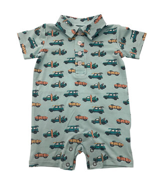 Sweet Bamboo Check the Surf Polo Romper