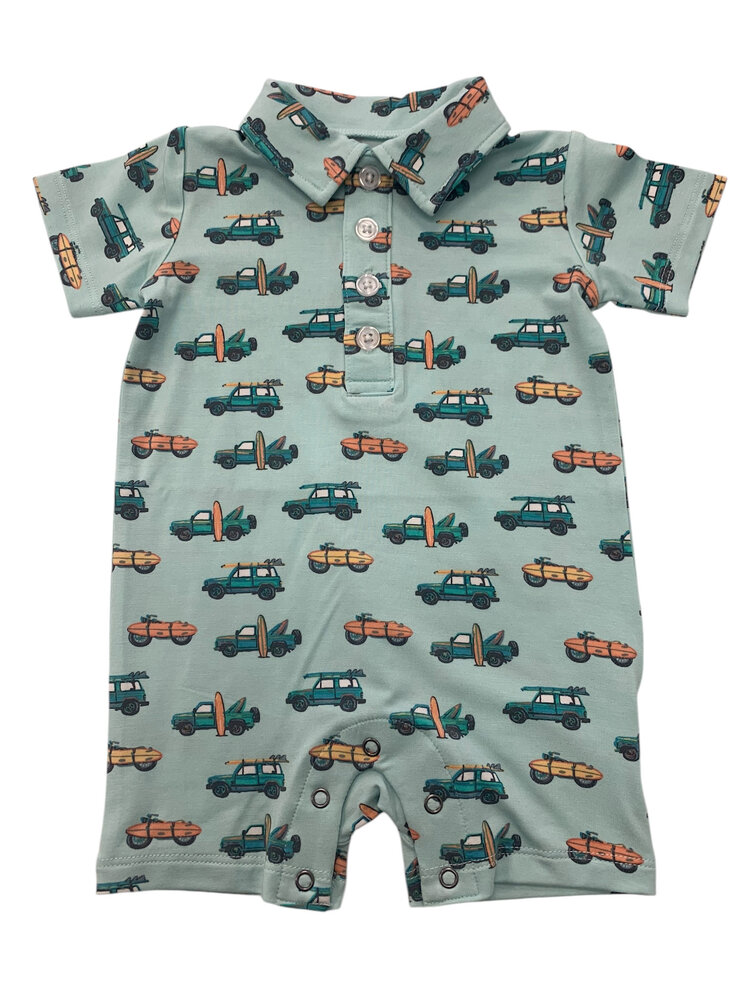 Sweet Bamboo Check the Surf Polo Romper