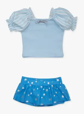 RuffleButts + RuggedButts Glass Slipper Princess 2 Pc Swimsuit