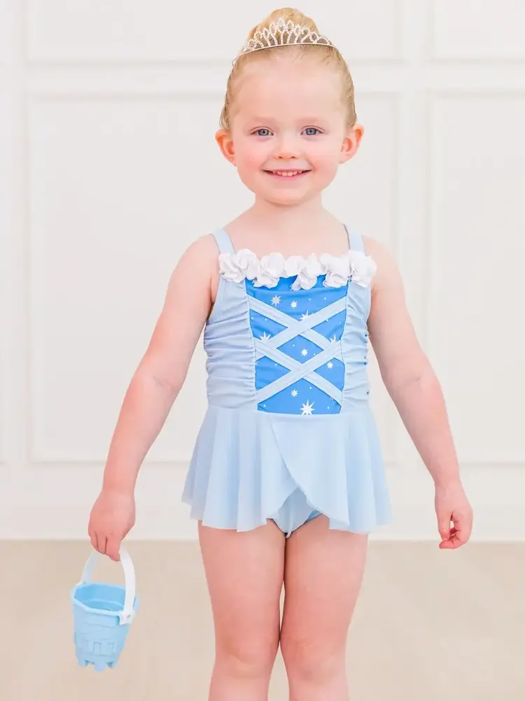 RuffleButts + RuggedButts Glass Slipper Princess One Pc Swimsuit