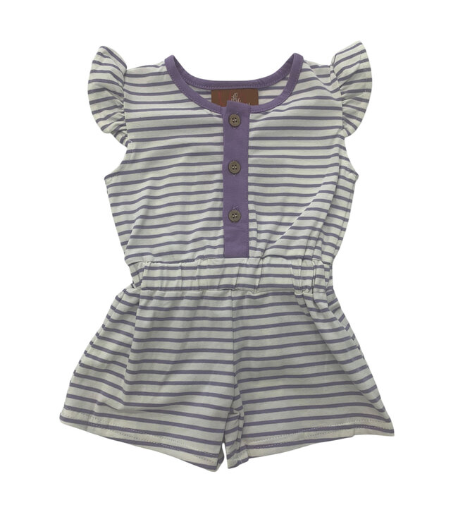 Lily Angel Sleeve Purple Stripe Romper