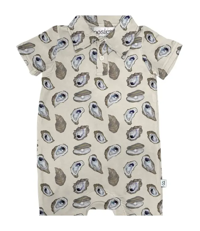 Coastal Oysters Short Sleeve Polo Romper