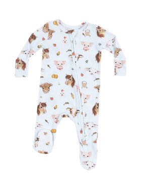 Angel Dear Vintage Animal Faces Blue Footie