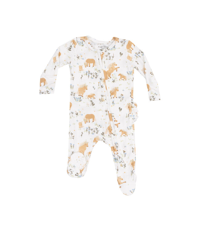 Pretty Ponies Zipper Ruffle Footie