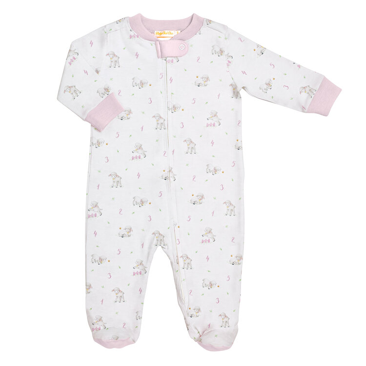 Baby Club Chic Counting Baby Sheep Pink Footie