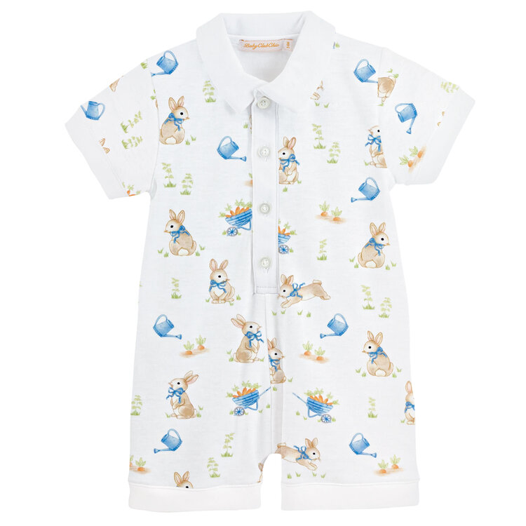 Baby Club Chic Bunny's Garden Collared Romper