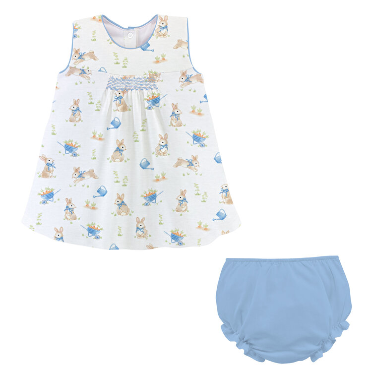 Baby Club Chic Bunny's Garden Smocked Dress